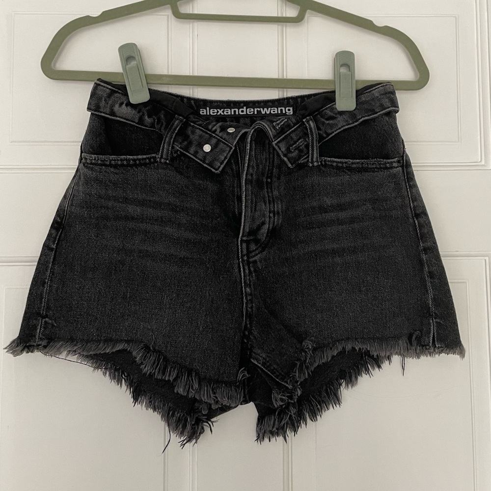Alexander Wang grey denim fold over shorts - Sz 26
